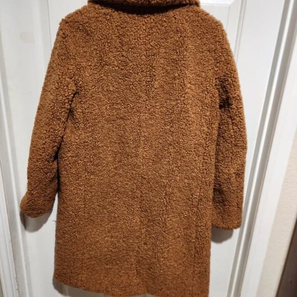 J. Crew Teddy Sherpa Coat Brown Long Cozy Winter Fall Coat Small - Picture 14 of 15